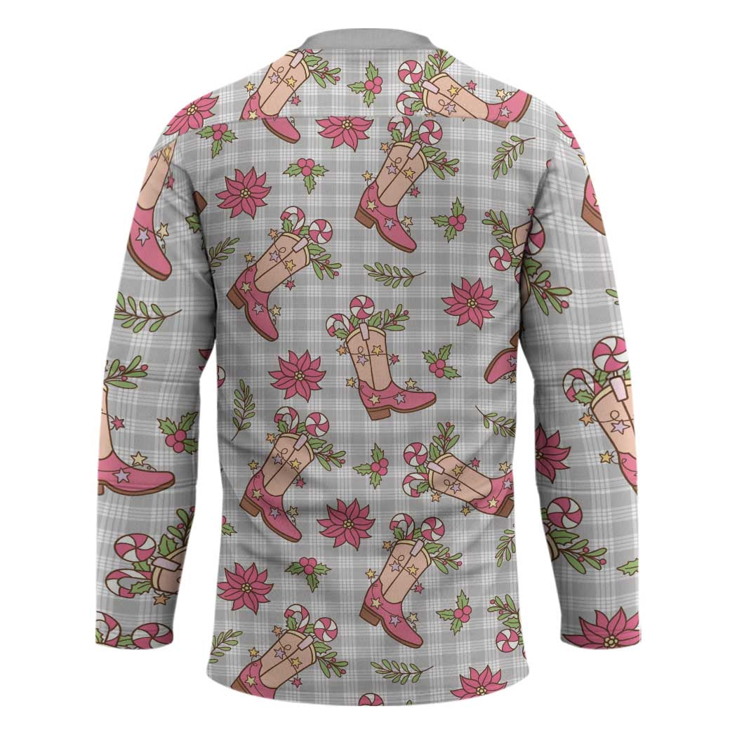 Gray Paniolo Palaka Hawaiian Cowgirl Christmas Hockey Jersey - Polynesian Pride