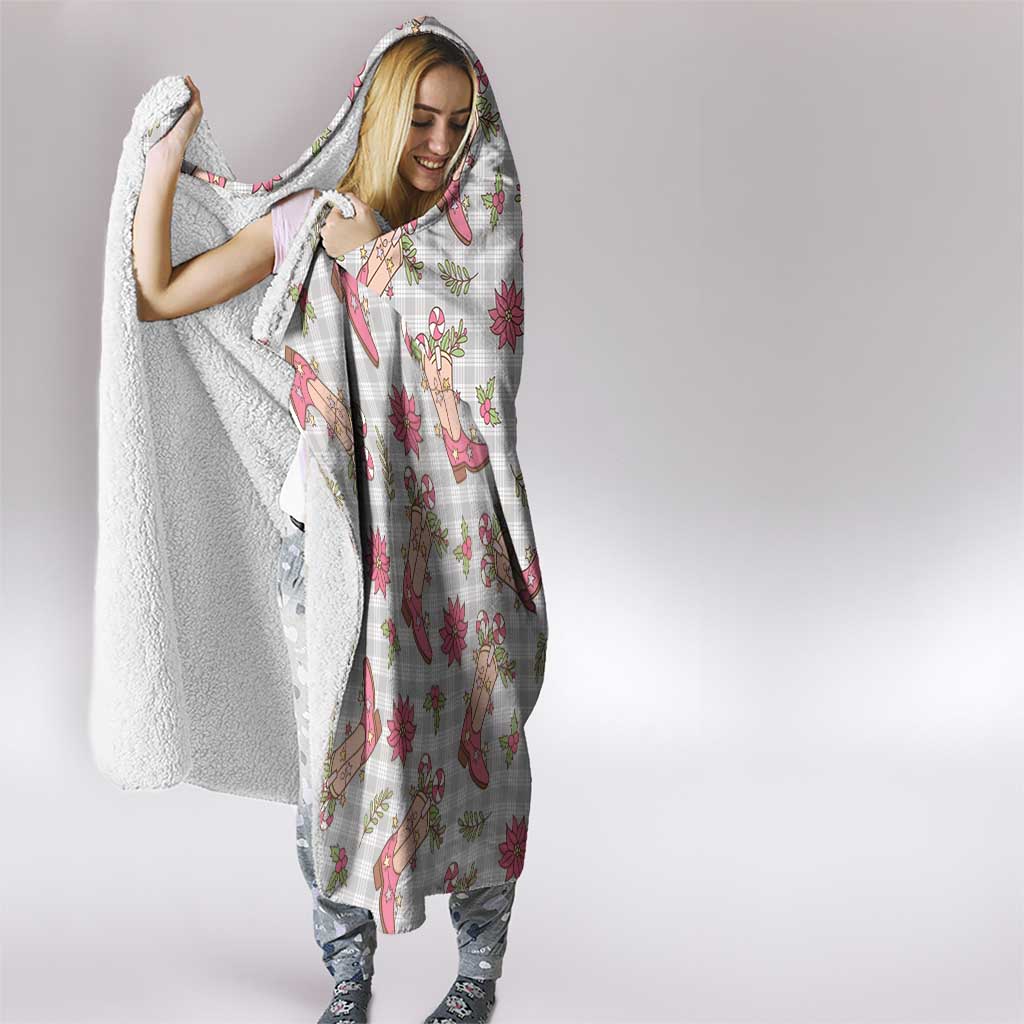 Gray Paniolo Palaka Hawaiian Cowgirl Christmas Hooded Blanket - Polynesian Pride