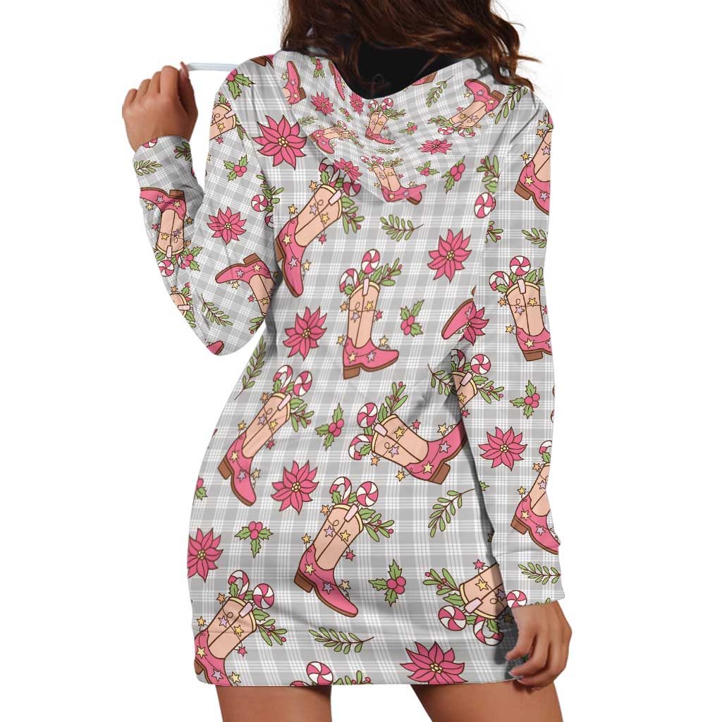 Gray Paniolo Palaka Hawaiian Cowgirl Christmas Hoodie Dress LT9 - Polynesian Pride