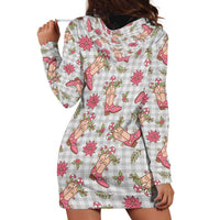 Gray Paniolo Palaka Hawaiian Cowgirl Christmas Hoodie Dress LT9 - Polynesian Pride