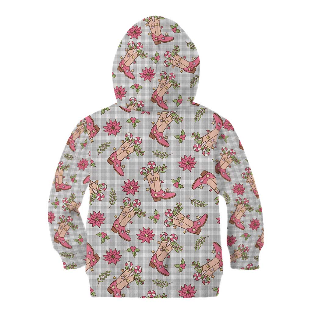 Gray Paniolo Palaka Hawaiian Cowgirl Christmas Kid Hoodie LT9 - Polynesian Pride
