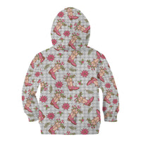 Gray Paniolo Palaka Hawaiian Cowgirl Christmas Kid Hoodie LT9 - Polynesian Pride