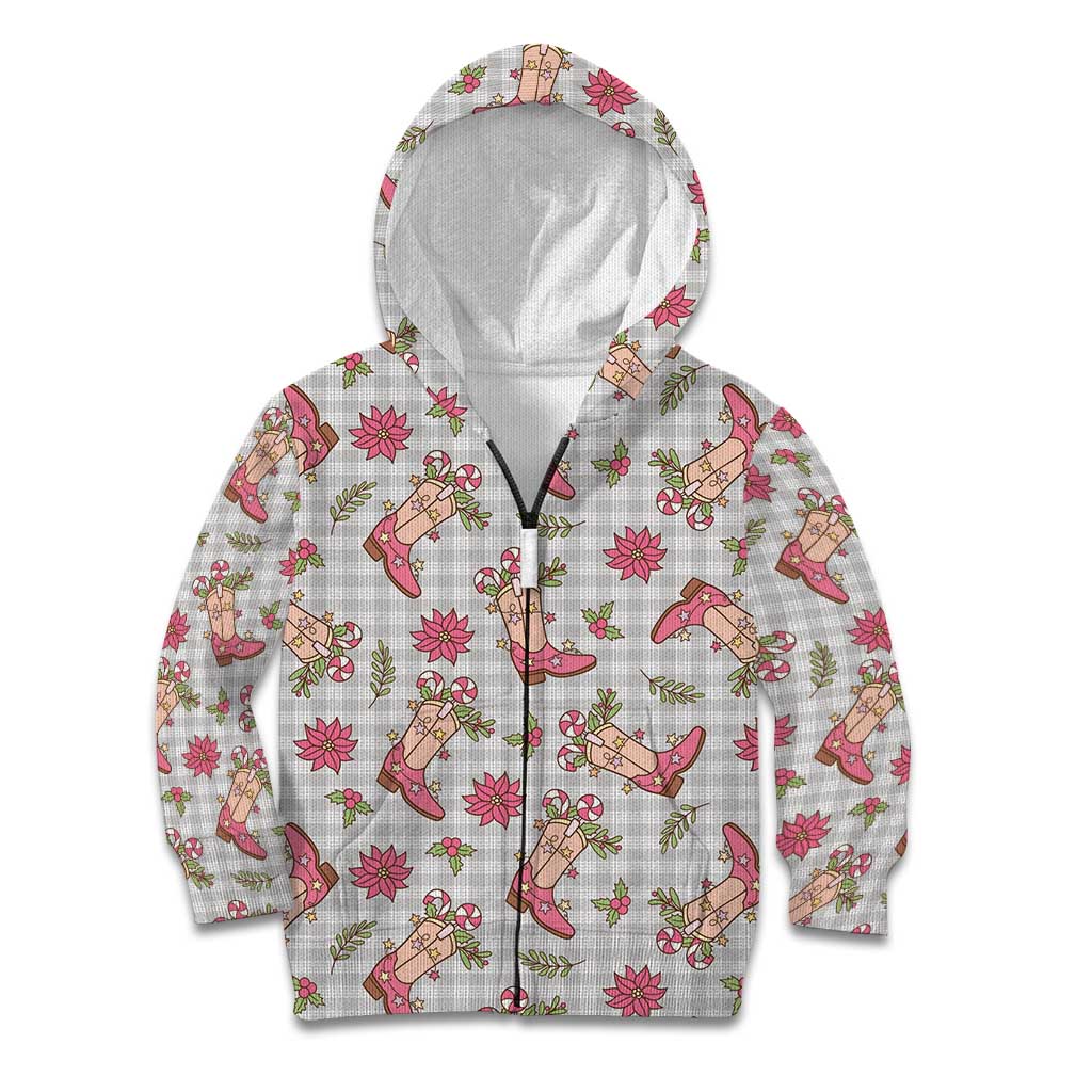Gray Paniolo Palaka Hawaiian Cowgirl Christmas Kid Hoodie LT9 Zip Hoodie Gray - Polynesian Pride