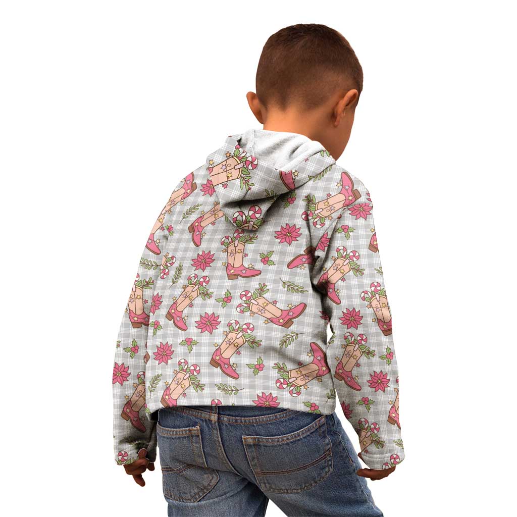 Gray Paniolo Palaka Hawaiian Cowgirl Christmas Kid Hoodie LT9 - Polynesian Pride