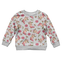 Gray Paniolo Palaka Hawaiian Cowgirl Christmas Kid Ugly Christmas Sweater - Polynesian Pride