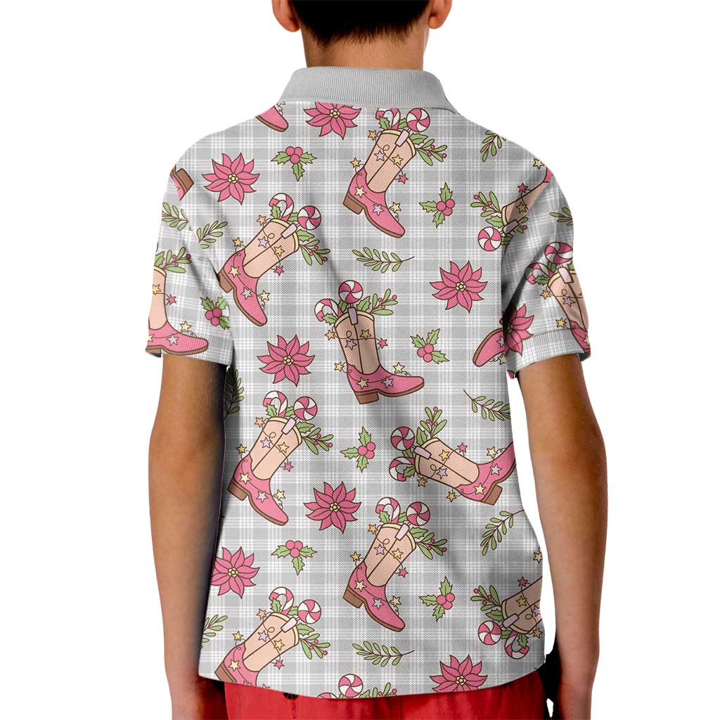 Gray Paniolo Palaka Hawaiian Cowgirl Christmas Kid Polo Shirt - Polynesian Pride