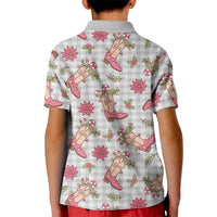 Gray Paniolo Palaka Hawaiian Cowgirl Christmas Kid Polo Shirt - Polynesian Pride