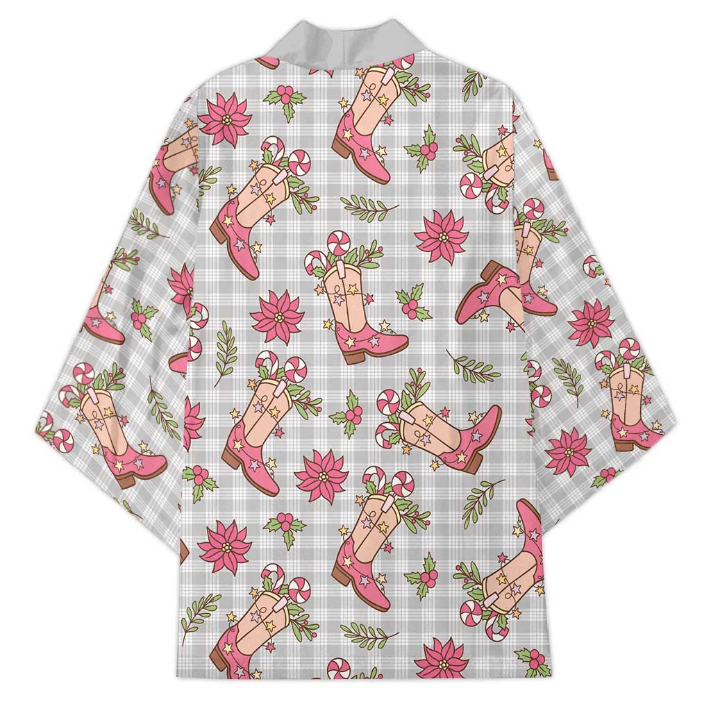 Gray Paniolo Palaka Hawaiian Cowgirl Christmas Kimono LT9 - Polynesian Pride