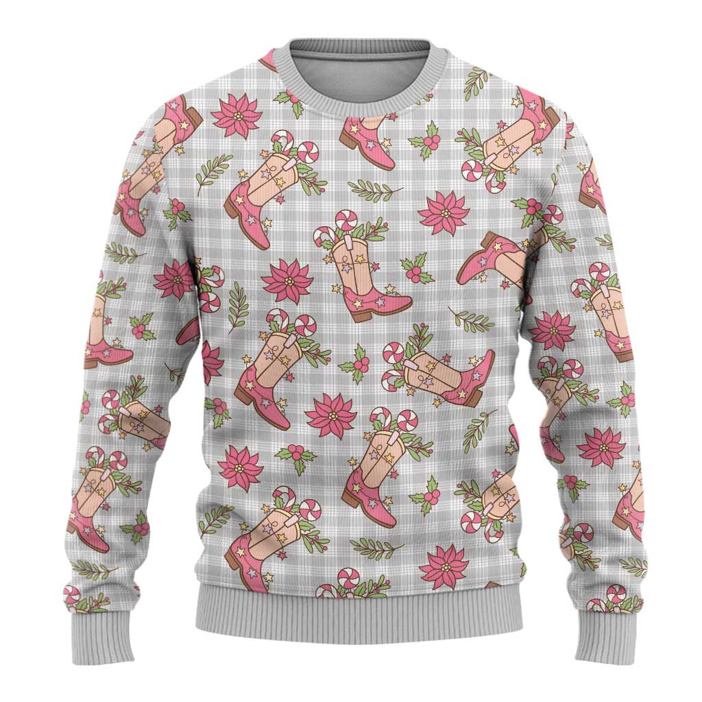 Gray Paniolo Palaka Hawaiian Cowgirl Christmas Ugly Christmas Sweater LT9 - Polynesian Pride