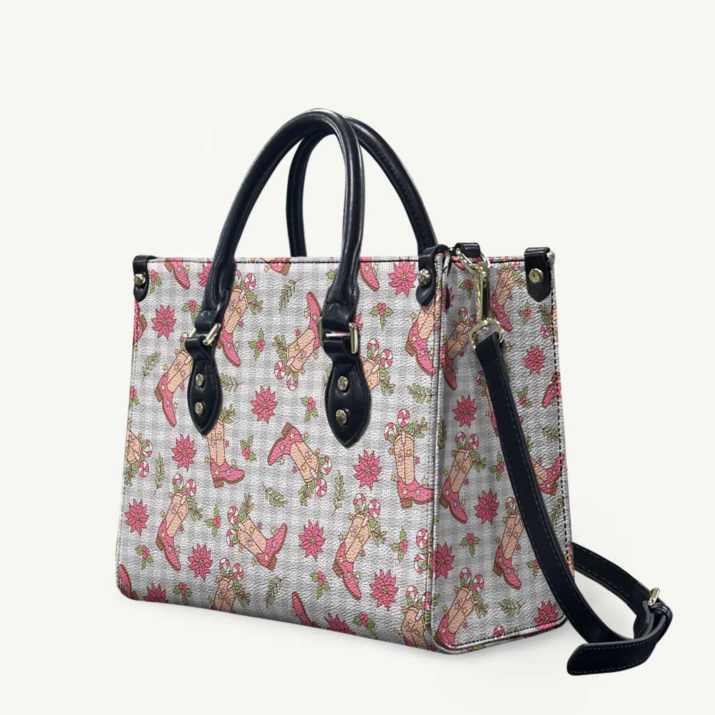 Gray Paniolo Palaka Hawaiian Cowgirl Christmas Leather Bag - Polynesian Pride