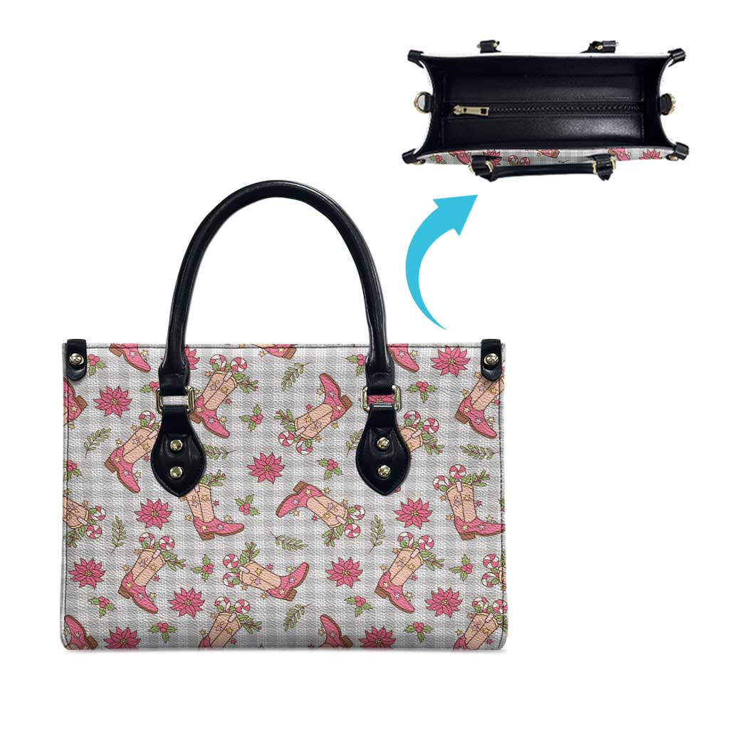 Gray Paniolo Palaka Hawaiian Cowgirl Christmas Leather Bag - Polynesian Pride