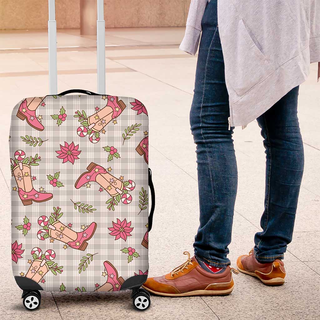 Gray Paniolo Palaka Hawaiian Cowgirl Christmas Luggage Cover - Polynesian Pride