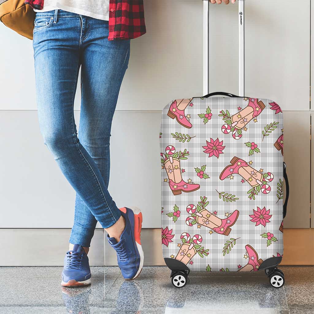 Gray Paniolo Palaka Hawaiian Cowgirl Christmas Luggage Cover - Polynesian Pride