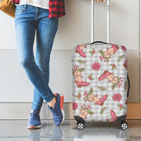 Gray Paniolo Palaka Hawaiian Cowgirl Christmas Luggage Cover - Polynesian Pride