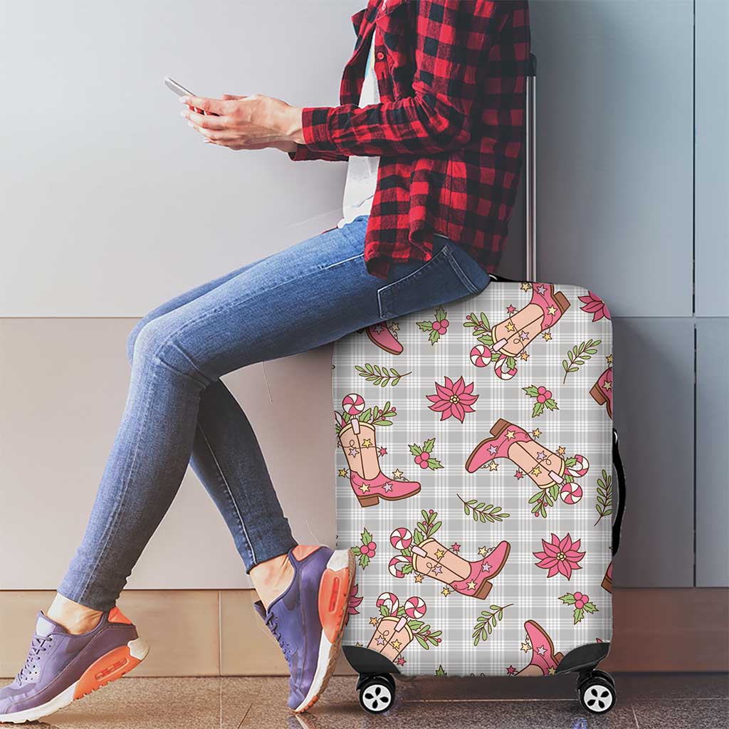 Gray Paniolo Palaka Hawaiian Cowgirl Christmas Luggage Cover - Polynesian Pride