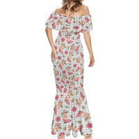 Gray Paniolo Palaka Hawaiian Cowgirl Christmas Mermaid Dress - Polynesian Pride