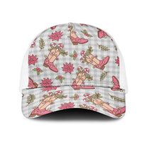 Gray Paniolo Palaka Hawaiian Cowgirl Christmas Mesh Trucker Cap - Polynesian Pride