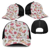 Gray Paniolo Palaka Hawaiian Cowgirl Christmas Mesh Trucker Cap - Polynesian Pride