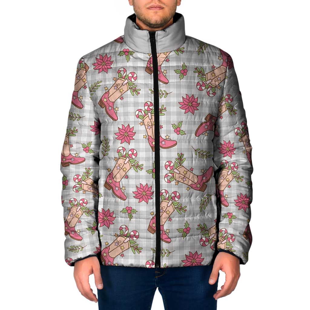 Gray Paniolo Palaka Hawaiian Cowgirl Christmas Padded Jacket - Polynesian Pride