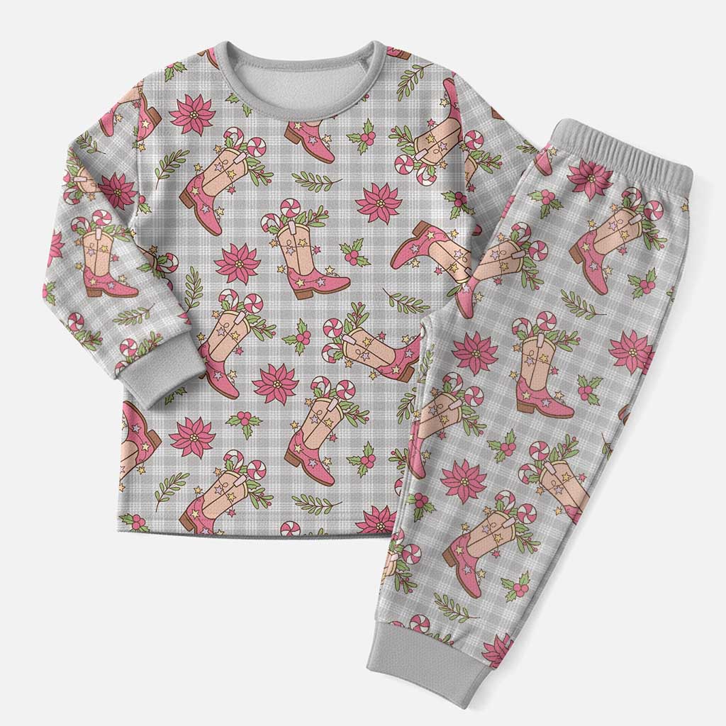 Gray Paniolo Palaka Hawaiian Cowgirl Christmas Pajama Set - Polynesian Pride
