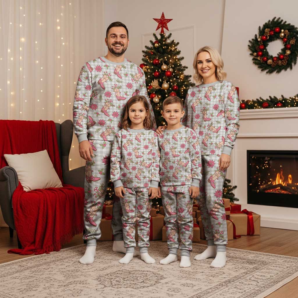 Gray Paniolo Palaka Hawaiian Cowgirl Christmas Pajama Set LT9 - Polynesian Pride