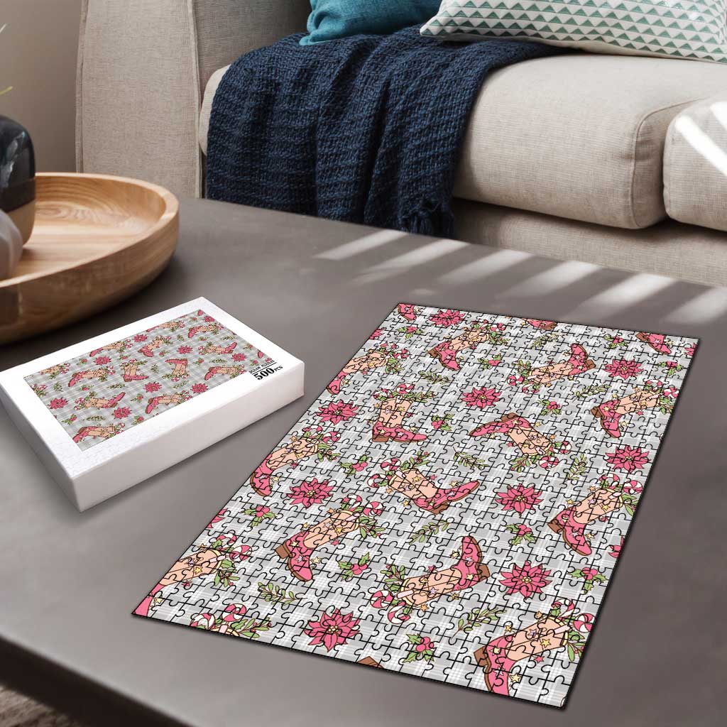 Gray Paniolo Palaka Hawaiian Cowgirl Christmas Puzzle - Polynesian Pride