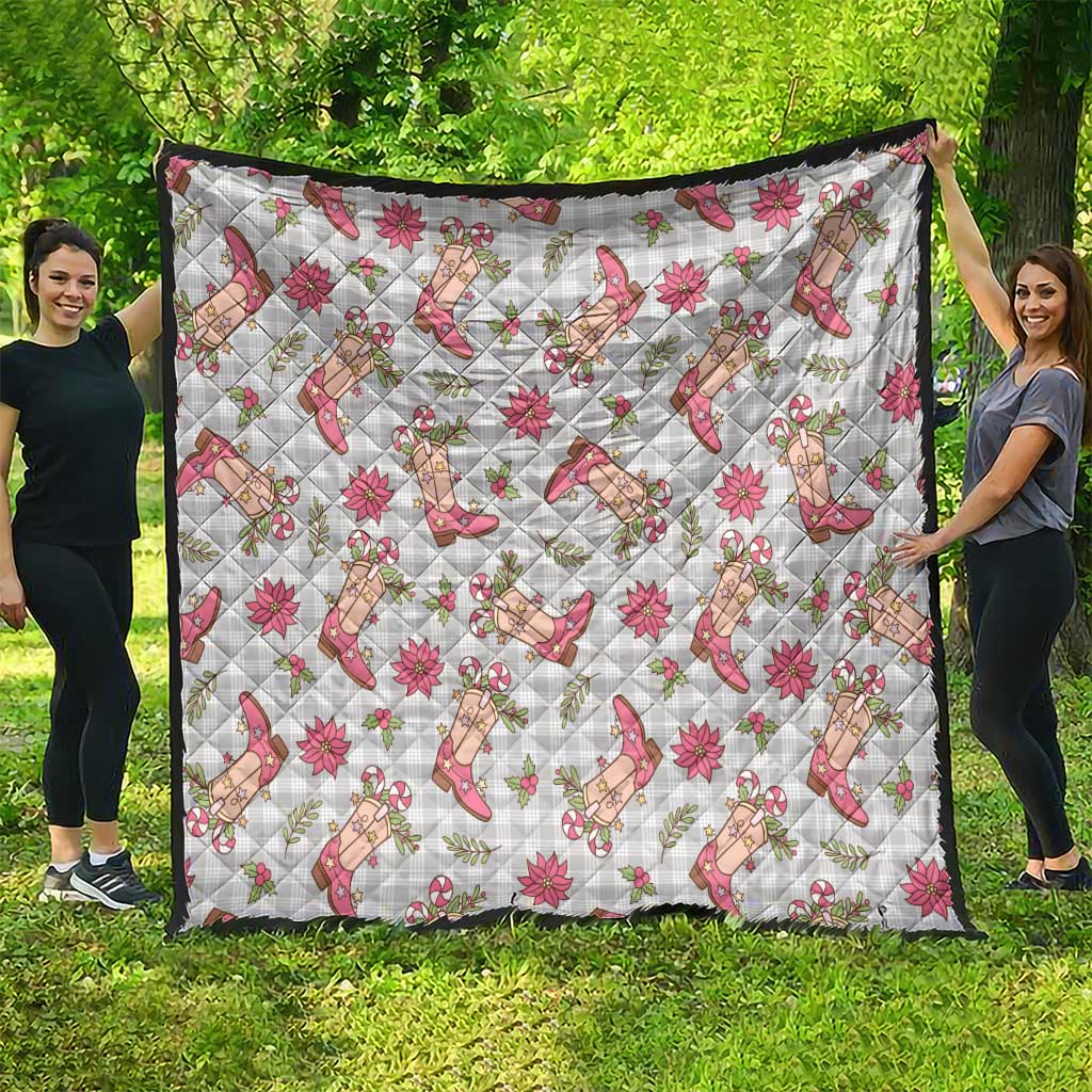 Gray Paniolo Palaka Hawaiian Cowgirl Christmas Quilt - Polynesian Pride