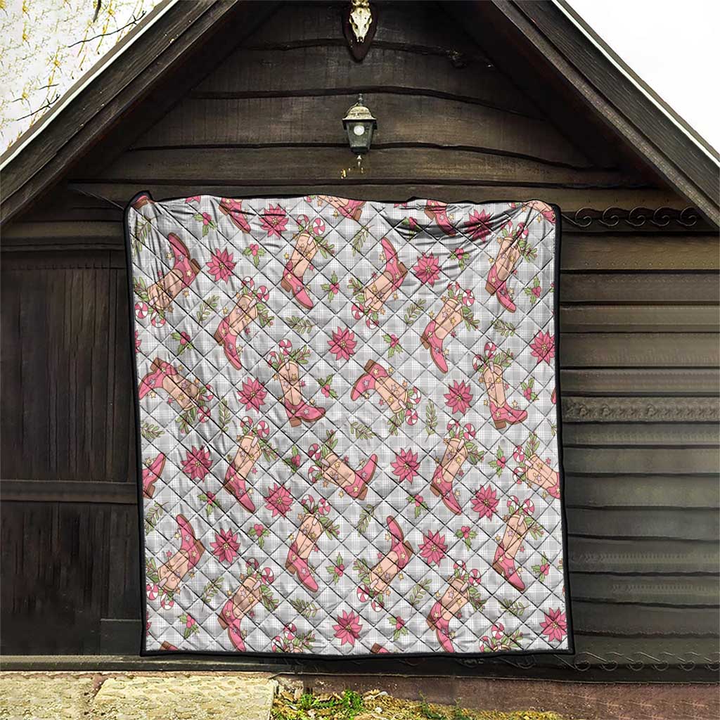 Gray Paniolo Palaka Hawaiian Cowgirl Christmas Quilt - Polynesian Pride