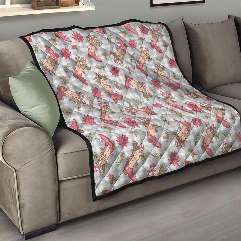 Gray Paniolo Palaka Hawaiian Cowgirl Christmas Quilt - Polynesian Pride