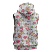 Gray Paniolo Palaka Hawaiian Cowgirl Christmas Sleeveless Zip Hoodie - Polynesian Pride