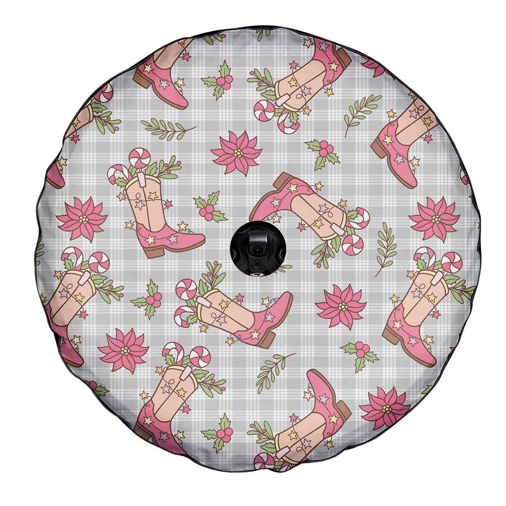 Gray Paniolo Palaka Hawaiian Cowgirl Christmas Spare Tire Cover - Polynesian Pride