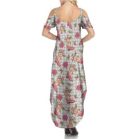 Gray Paniolo Palaka Hawaiian Cowgirl Christmas Summer Maxi Dress - Polynesian Pride
