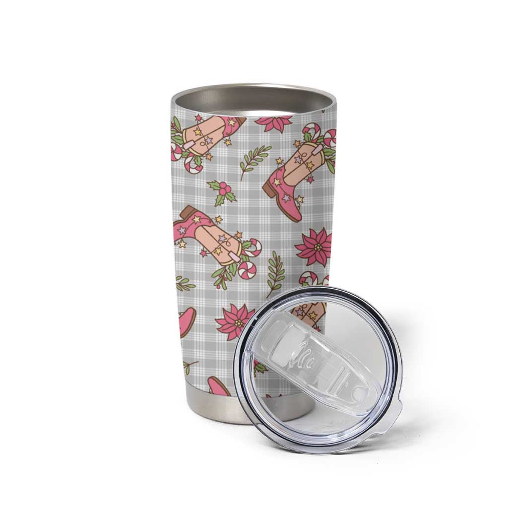 Gray Paniolo Palaka Hawaiian Cowgirl Christmas Tumbler Cup - Polynesian Pride