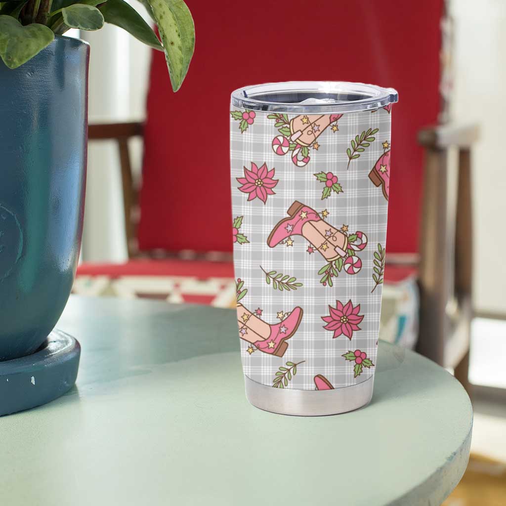 Gray Paniolo Palaka Hawaiian Cowgirl Christmas Tumbler Cup - Polynesian Pride