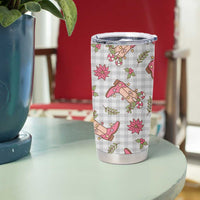Gray Paniolo Palaka Hawaiian Cowgirl Christmas Tumbler Cup - Polynesian Pride