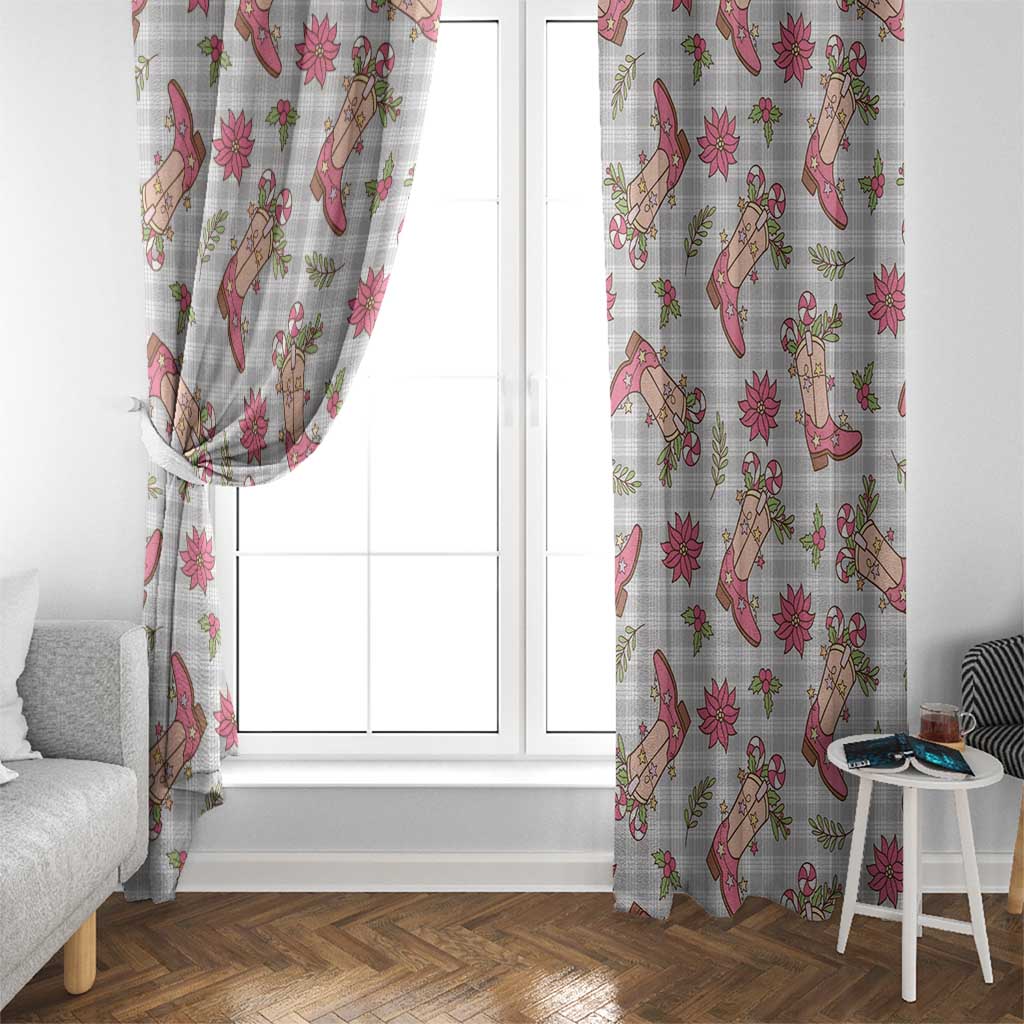 Gray Paniolo Palaka Hawaiian Cowgirl Christmas Window Curtain - Polynesian Pride
