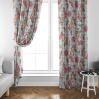 Gray Paniolo Palaka Hawaiian Cowgirl Christmas Window Curtain - Polynesian Pride