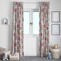 Gray Paniolo Palaka Hawaiian Cowgirl Christmas Window Curtain - Polynesian Pride