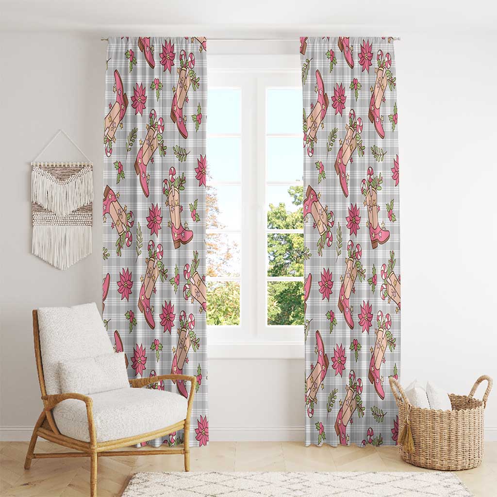 Gray Paniolo Palaka Hawaiian Cowgirl Christmas Window Curtain - Polynesian Pride