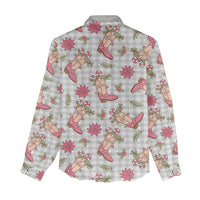 Gray Paniolo Palaka Hawaiian Cowgirl Christmas Women Casual Shirt LT9 - Polynesian Pride