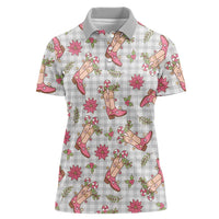 Gray Paniolo Palaka Hawaiian Cowgirl Christmas Women Polo Shirt LT9 Female Gray - Polynesian Pride