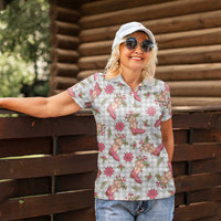 Gray Paniolo Palaka Hawaiian Cowgirl Christmas Women Polo Shirt LT9 - Polynesian Pride