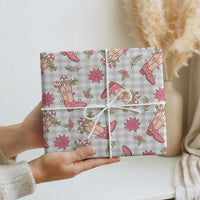 Gray Paniolo Palaka Hawaiian Cowgirl Christmas Wrapping Paper - Polynesian Pride