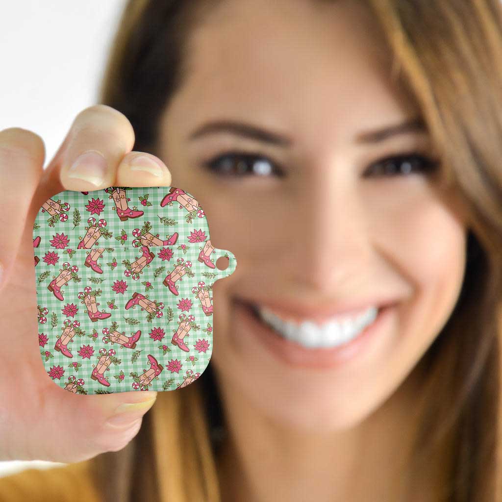 Green Paniolo Palaka Hawaiian Cowgirl Christmas AirPods Case - Polynesian Pride