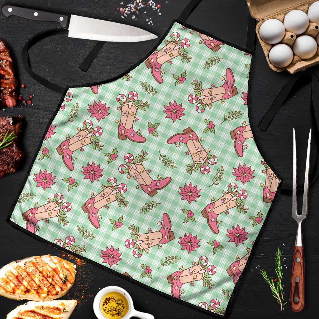 Green Paniolo Palaka Hawaiian Cowgirl Christmas Apron LT9 Green - Polynesian Pride