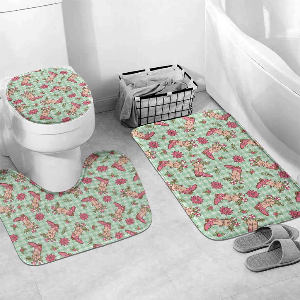 Green Paniolo Palaka Hawaiian Cowgirl Christmas Bathroom Set - Polynesian Pride