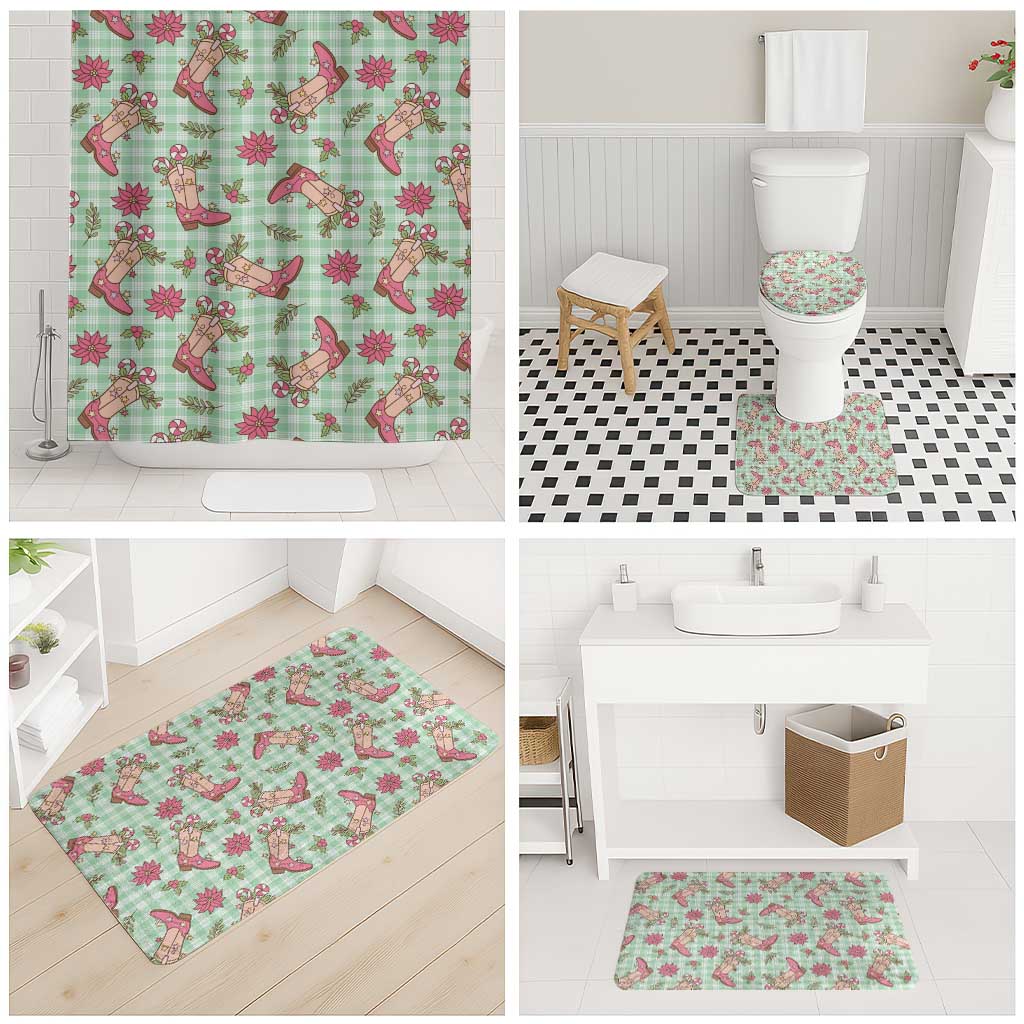 Green Paniolo Palaka Hawaiian Cowgirl Christmas Bathroom Set - Polynesian Pride