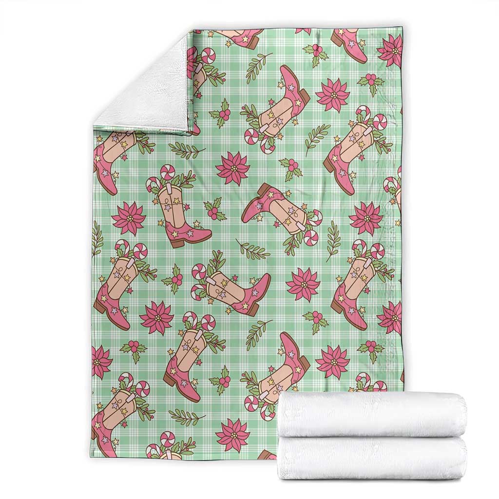 Green Paniolo Palaka Hawaiian Cowgirl Christmas Blanket - Polynesian Pride