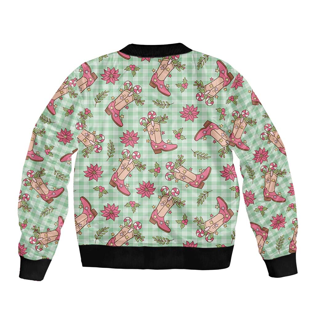 Green Paniolo Palaka Hawaiian Cowgirl Christmas Bomber Jacket LT9 - Polynesian Pride