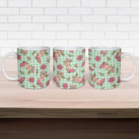 Green Paniolo Palaka Hawaiian Cowgirl Christmas Ceramic Mug - Polynesian Pride